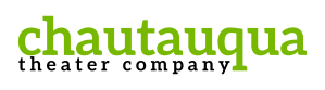 Image: logo for Chautauqua Theater Company. "chautauqua" is typed in large, green typeface, while "theater company" is typed in smaller black type-face, all against a white background.